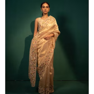 Golden Saree with Unstitched