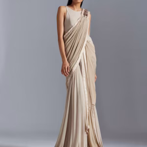 Grey Saree with Stitched Blouse